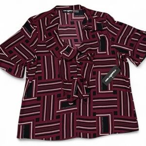 KARL LAGERFELD PARIS FLUTTER V NECK BLOUSE